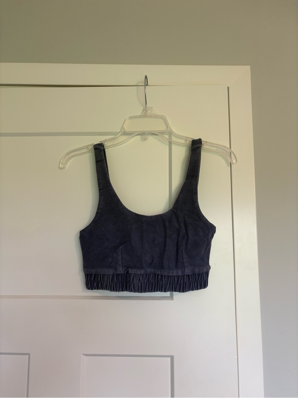 Women's Dusty Purple Cropped Tank Top with Smocked Hem